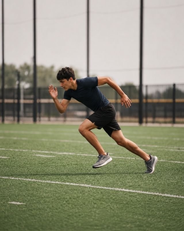 Youth athlete performing explosive movement